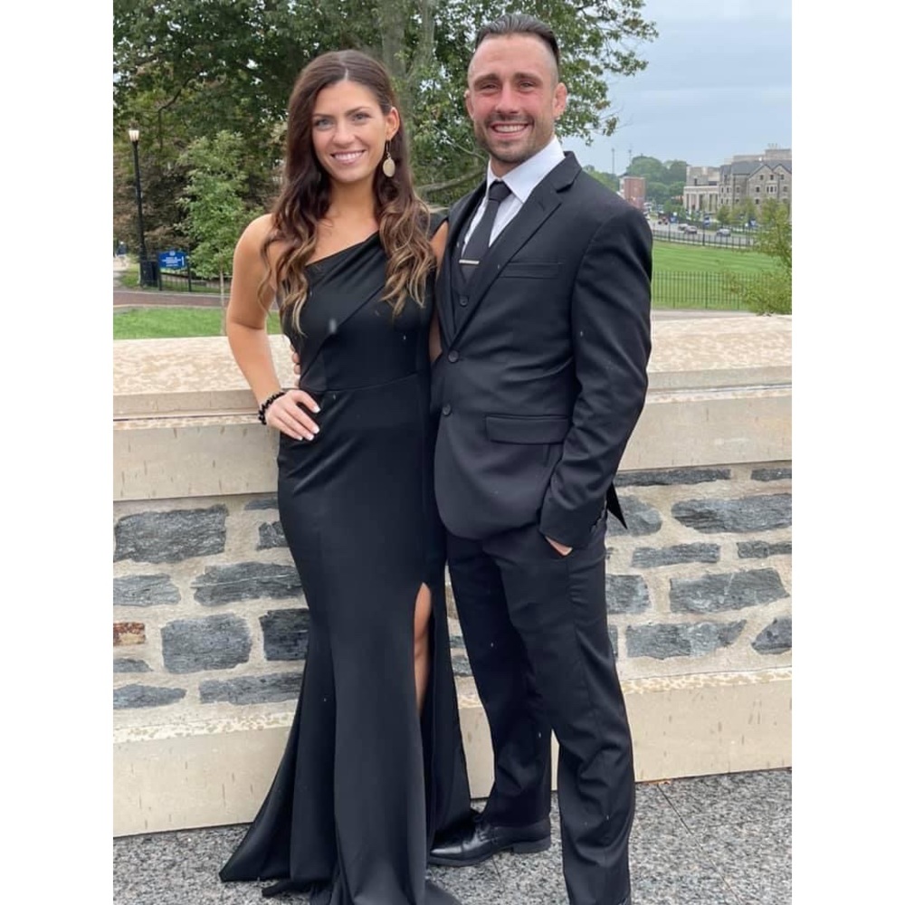 Black formal one shoulder gown